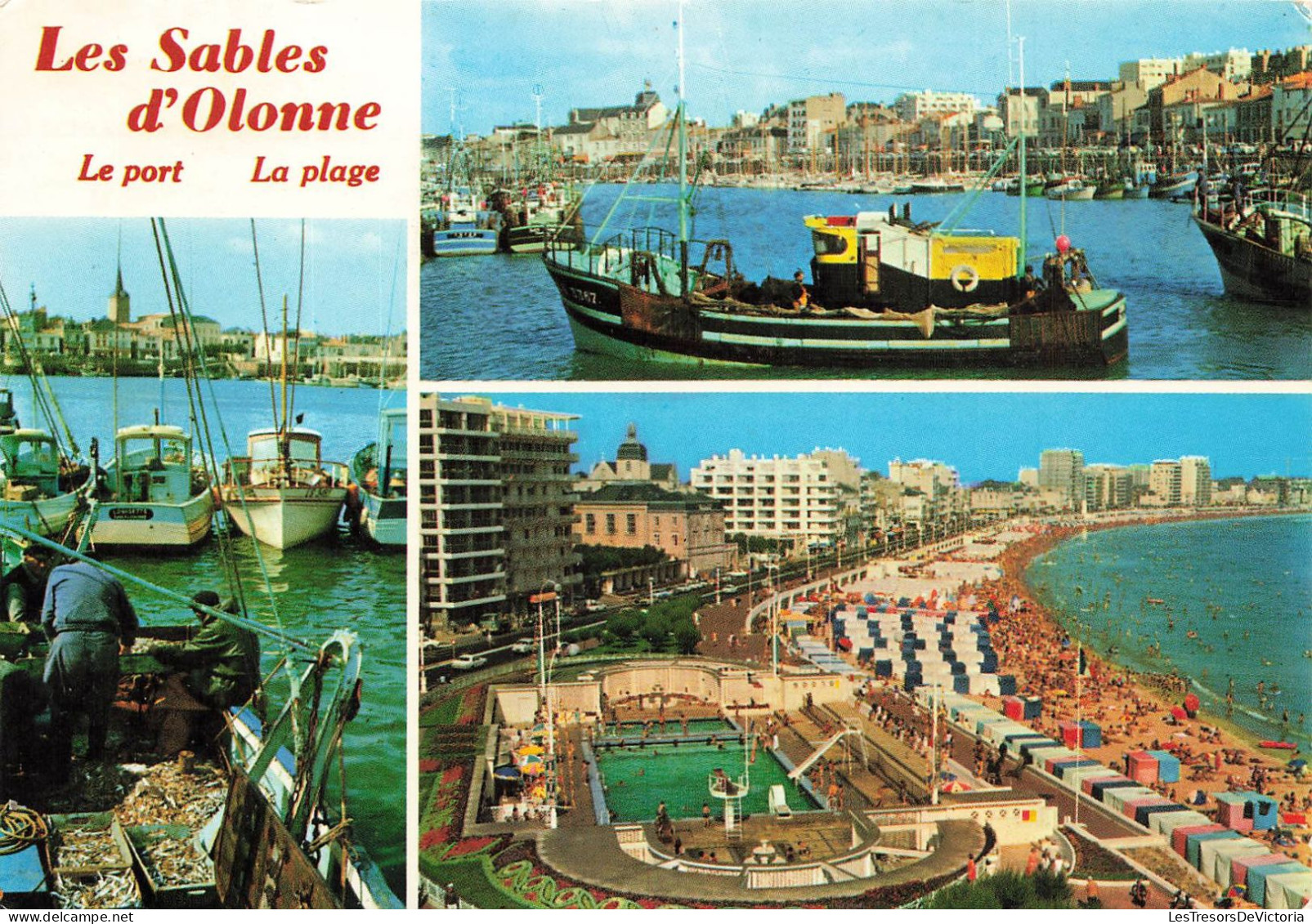 FRANCE - Sables D'Olonne - Plage - Piscine - Bateaux - Port - Animé - Carte Postale - Sables D'Olonne