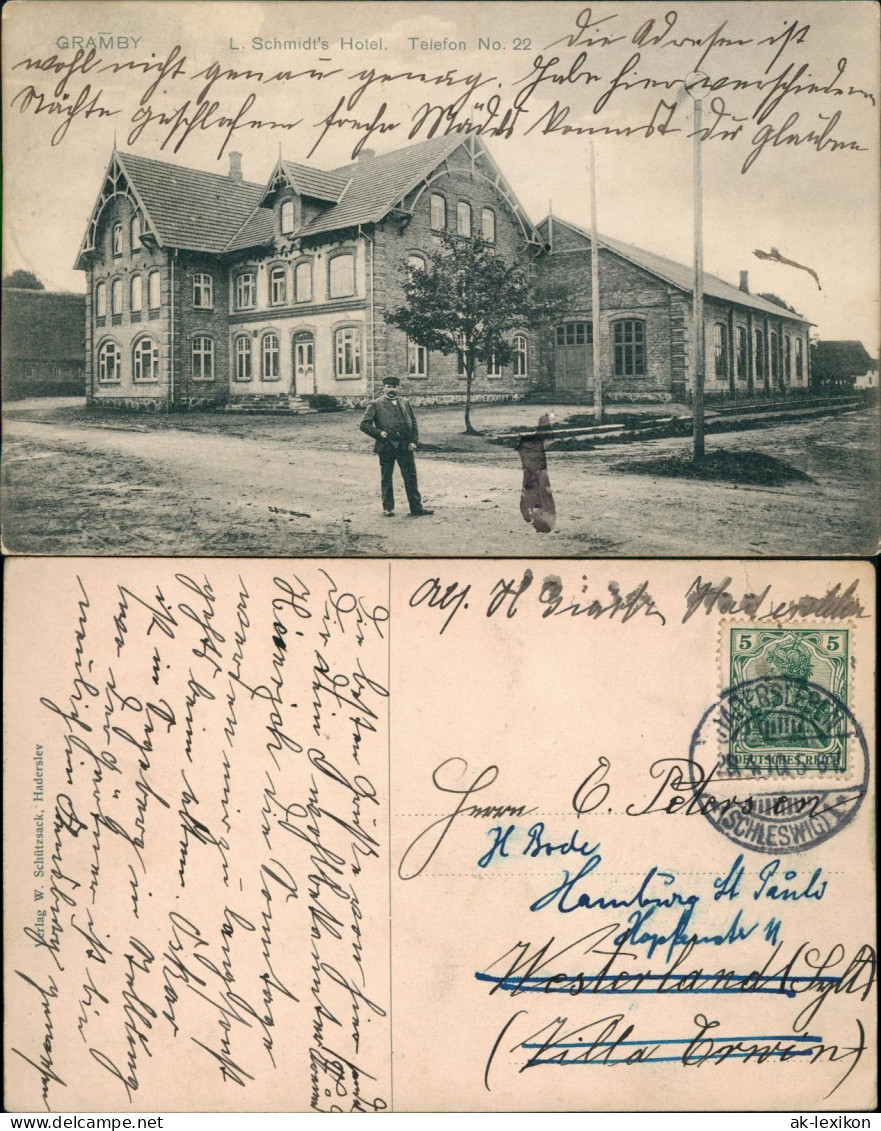 Postcard Gramby Gramby B Haderslev Gram Sogn L. Schmidt's Hotel. 1910 - Dänemark