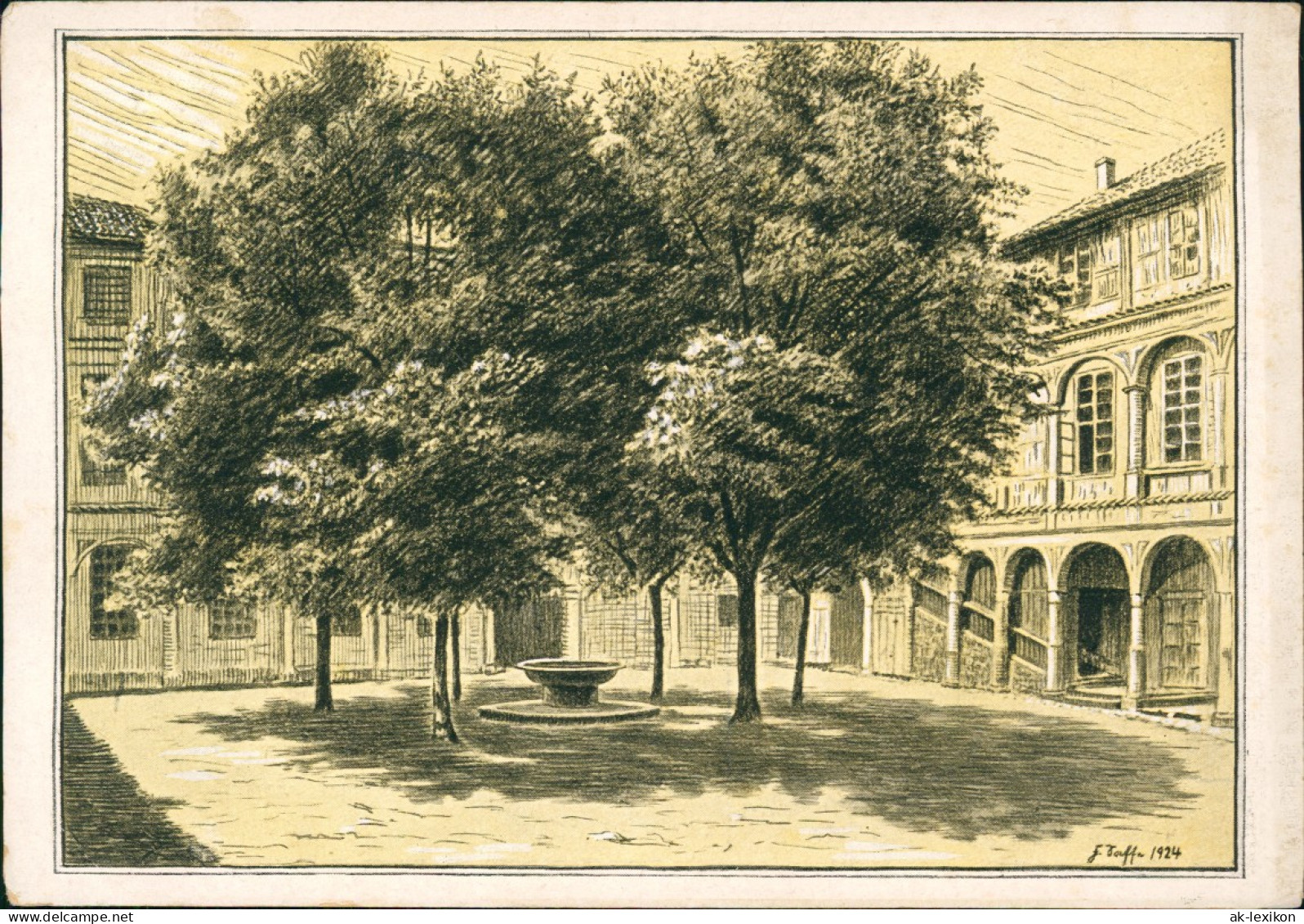 Ansichtskarte Wolfenbüttel Schloß - Hof, Künstlerkarte 1927 - Wolfenbuettel