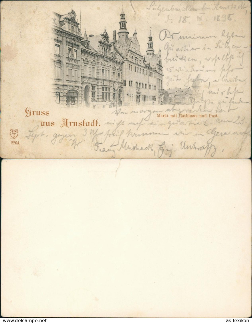 Ansichtskarte Arnstadt Markt Mit Rathhaus Und Post. 1895 - Arnstadt