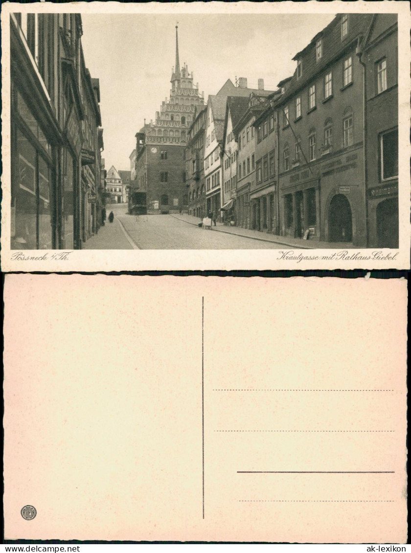 Ansichtskarte Pößneck Krautgasse Mit Rathaus Giebel. 1928 - Poessneck