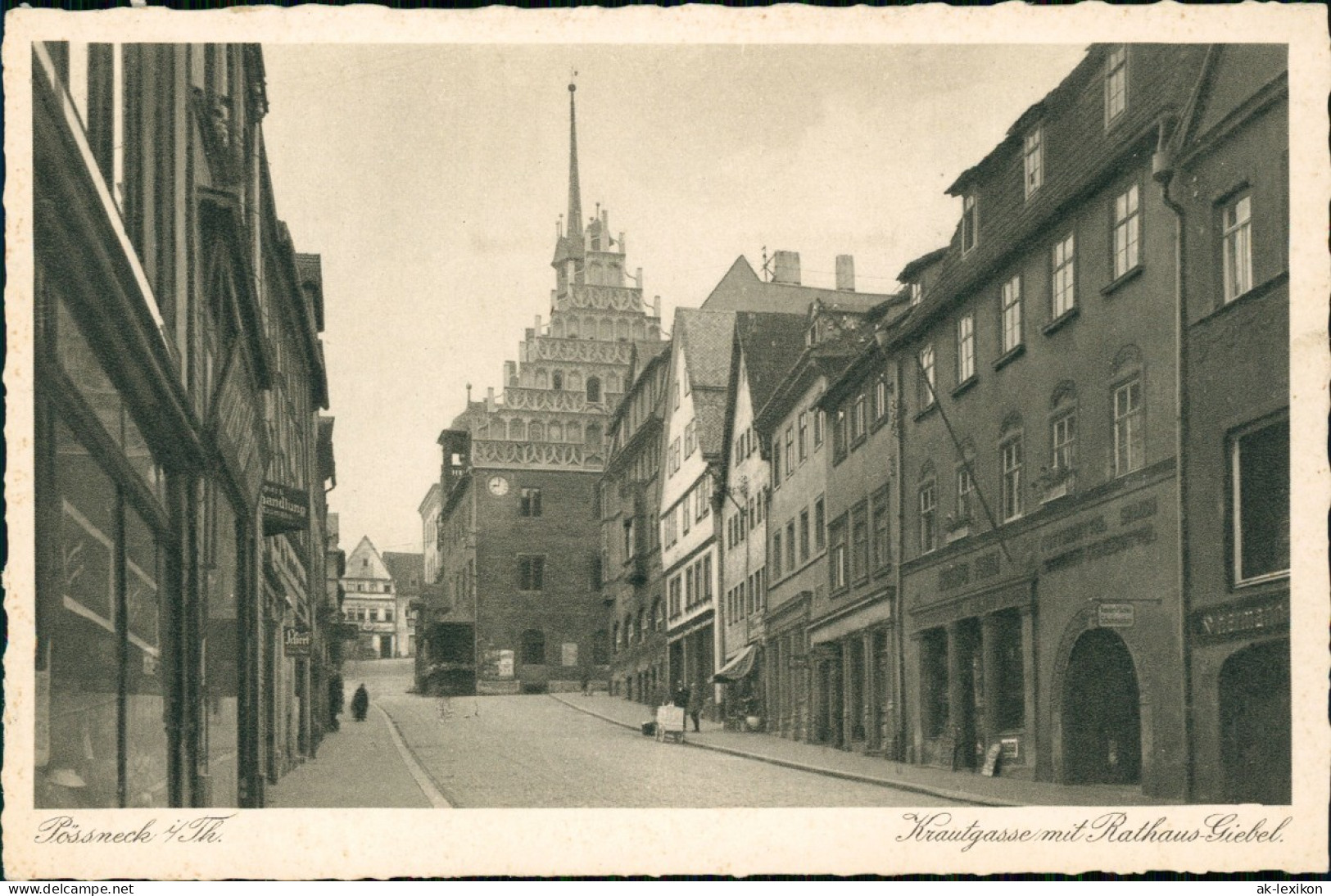 Ansichtskarte Pößneck Krautgasse Mit Rathaus Giebel. 1928 - Poessneck