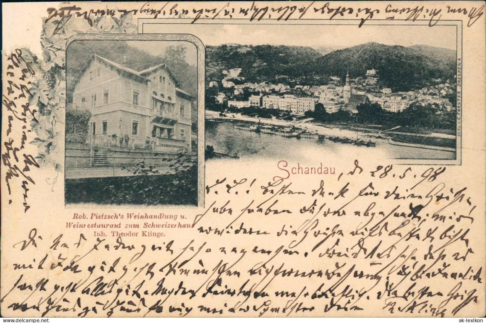 Ansichtskarte Bad Schandau 2 Bild Rob. Pietzsch Weinhandlung 1898 - Bad Schandau