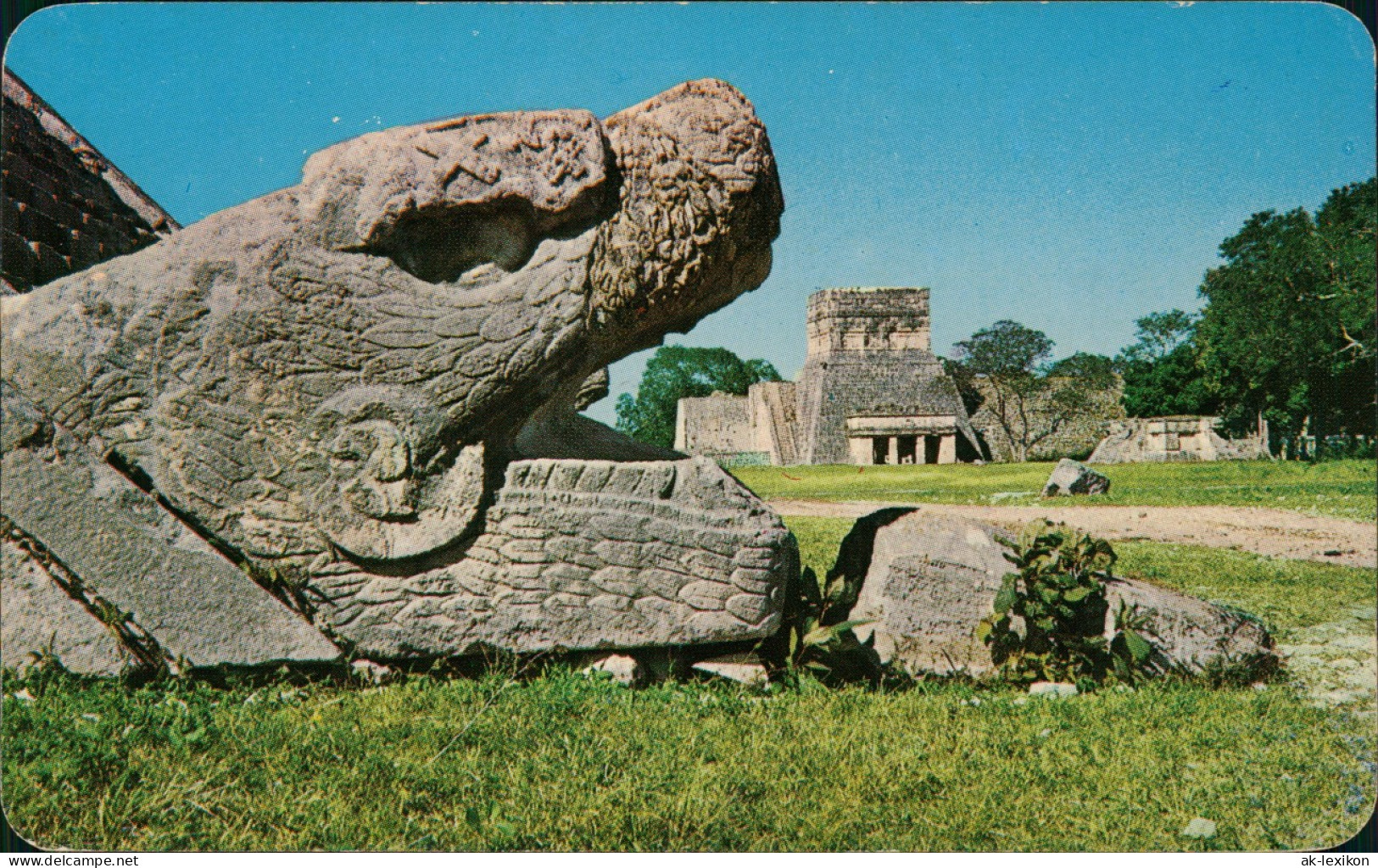 .Mexiko Méjico Head Plumed Serpent Templo  Jaguares, Chichén Itzá, Yucatán 1970 - Mexico