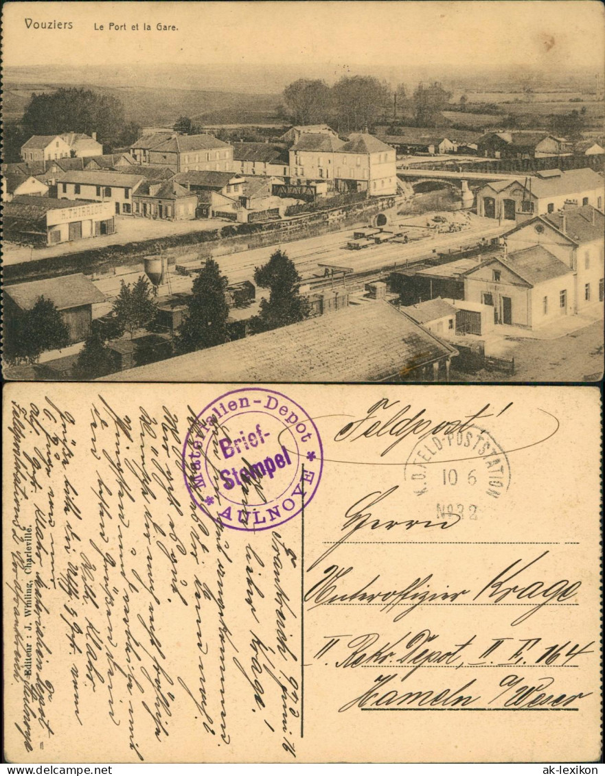 Vouziers Vouziers Bahnhof Gare 1916 Feldpoststempel Materialien Depot Aulnoye - Vouziers