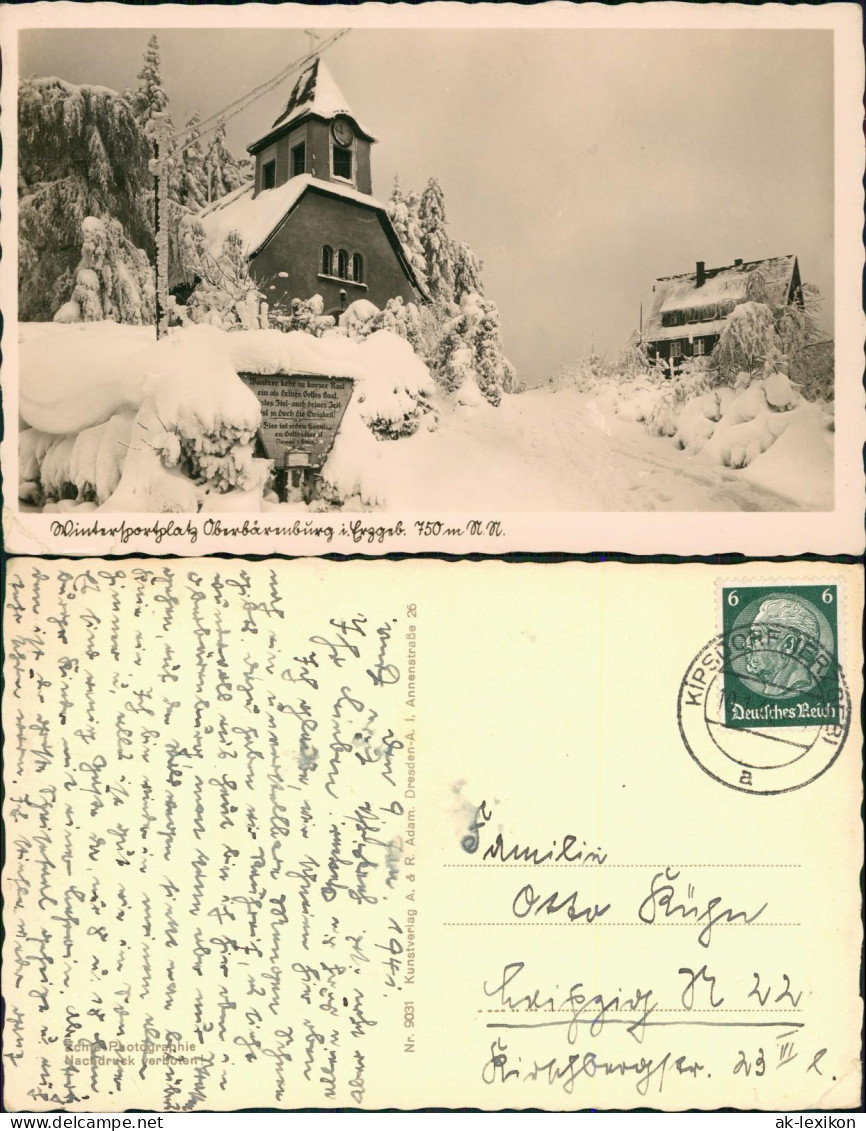 Oberbärenburg-Altenberg (Erzgebirge) Kirche, Straße Im Winter 1939 - Altenberg