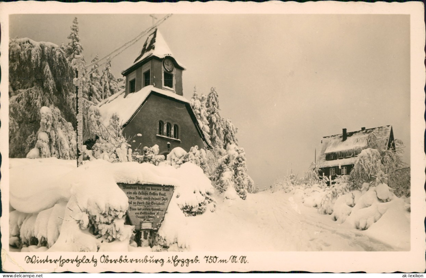 Oberbärenburg-Altenberg (Erzgebirge) Kirche, Straße Im Winter 1939 - Altenberg