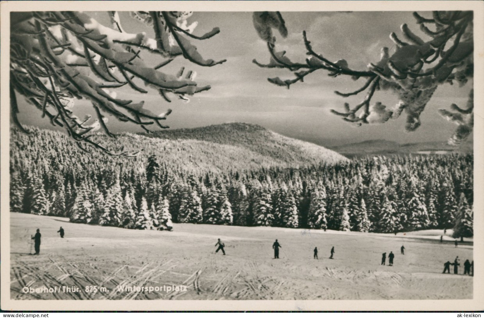 Ansichtskarte Oberhof (Thüringen) Wintersportplatz Skiläufer 1938 - Oberhof