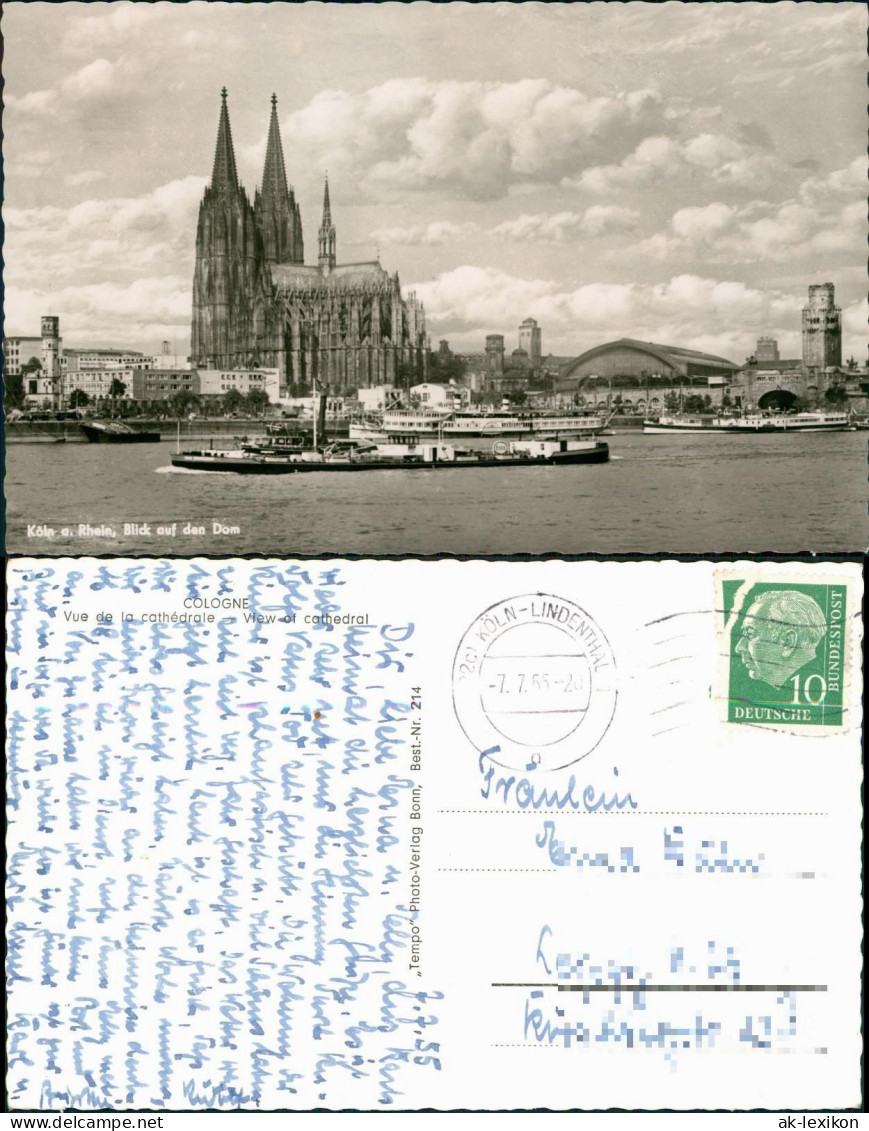 Ansichtskarte Köln Dampfer, Dom, Bahnhof 1955 - Koeln
