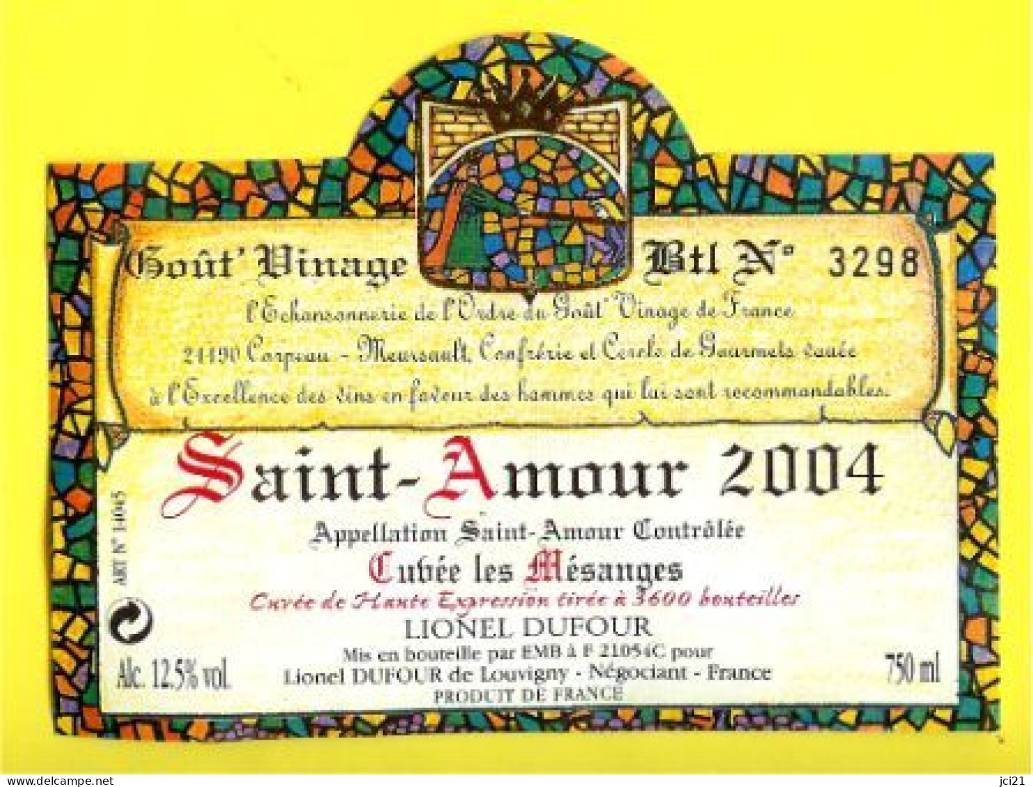 ETIQUETTE VIN " SAINT-AMOUR 2004 " [ ÉCUSSON, BLASON, ROI, CHEVALIER, COURONNE ] (1640)_EV57 - Bourgogne