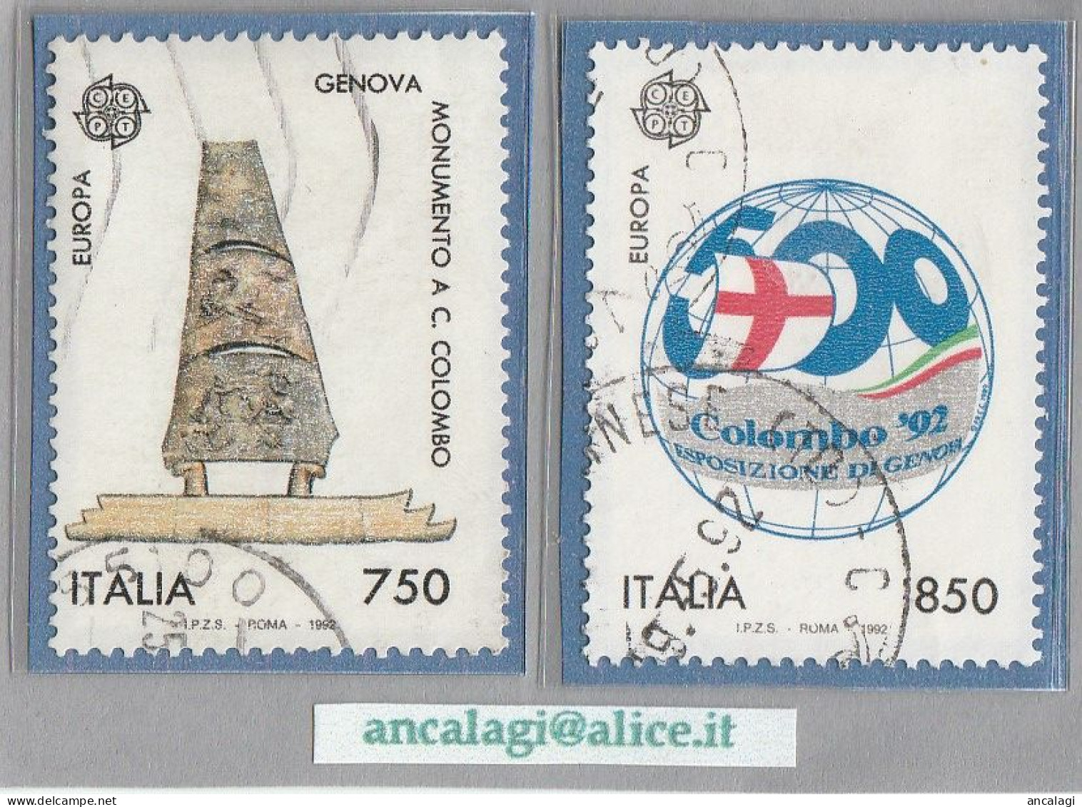 USATI ITALIA 1992 - Ref.0652 "EUROPA UNITA" Serie Di 2 Val. - - 1991-00: Usados