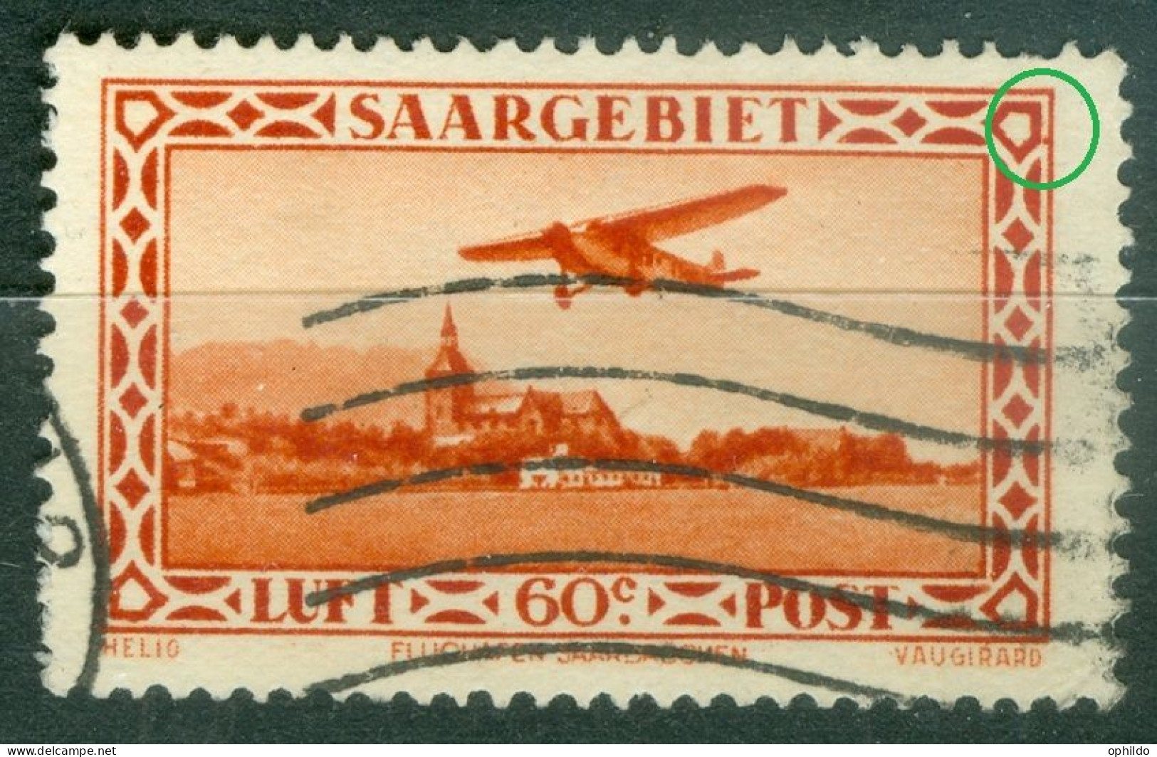 Sarre   Michel  158  V  Ob    Second Choix  Avec Variété   Point En Angle Sup Droit - Airmail