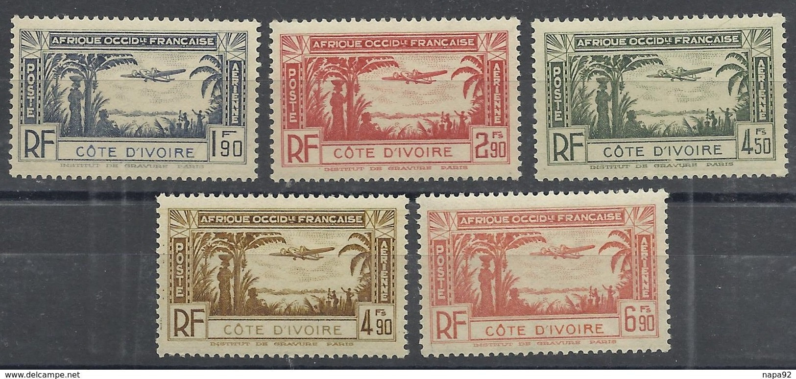 COTE D'IVOIRE 1940 YT PA 1/5** MNH - Neufs