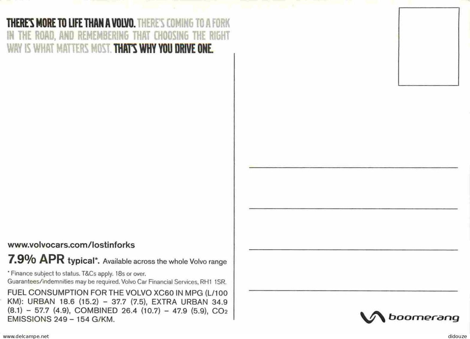 Automobiles - Carte Publicitaire - Volvo XC60 - CPM - Voir Scans Recto-Verso - Sonstige & Ohne Zuordnung