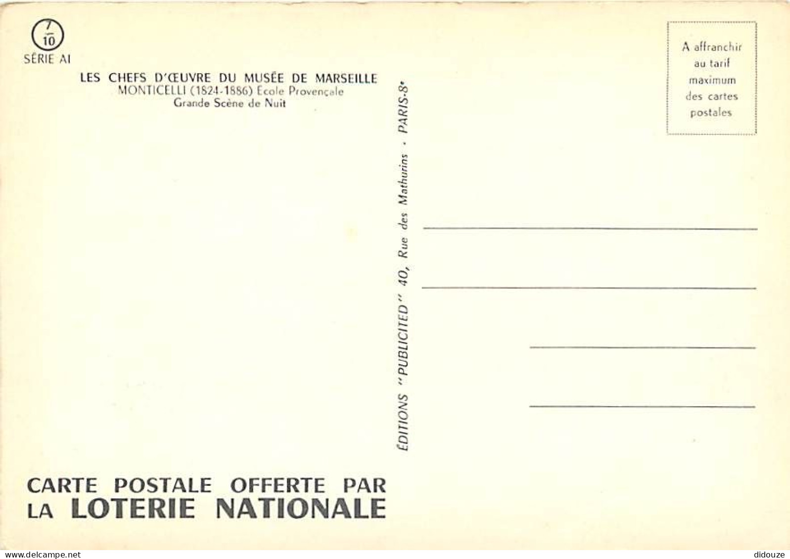 Art - Peinture - Adolphe Monticelli - Grande Scène De Nuit - Carte De La Loterie Nationale - Carte Neuve - CPM - Voir Sc - Paintings