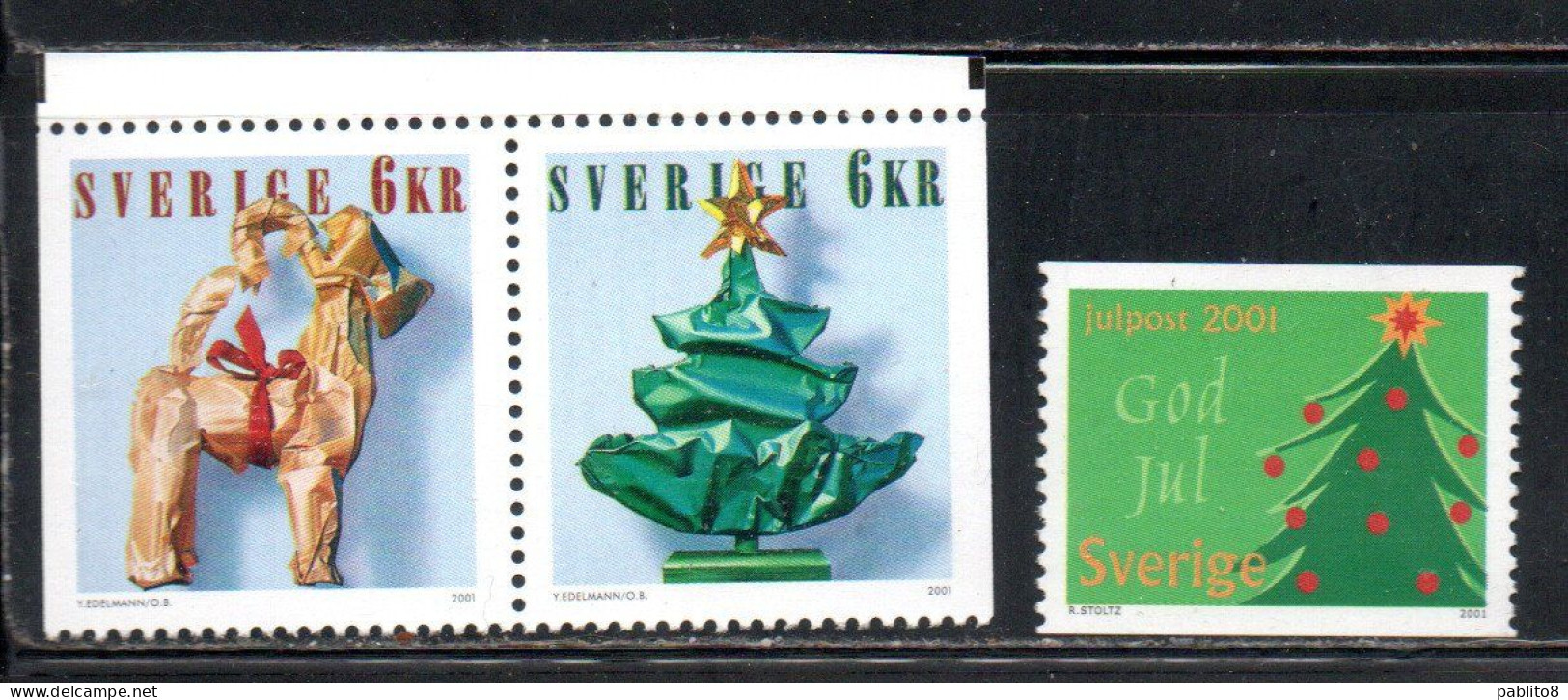 SWEDEN SVERIGE SVEZIA SUEDE 2001 CHRISTMAS NATALE NOEL WEIHNACHTEN NAVIDAD PAIR + 1 MNH - Neufs