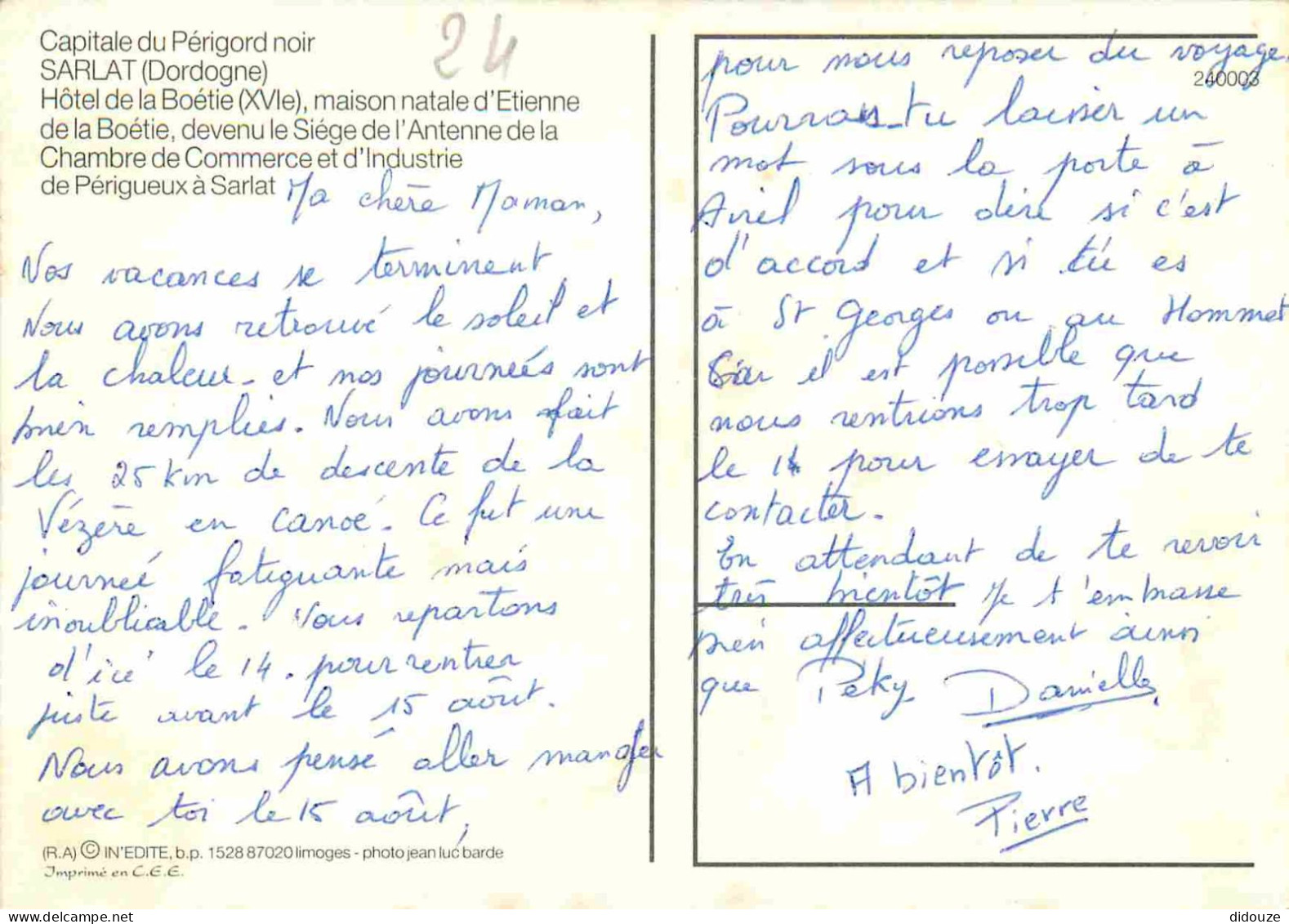 24 - Sarlat La Caneda - Maison Natale D'Etienne De La Boétie - CPM - Voir Scans Recto-Verso - Sarlat La Caneda