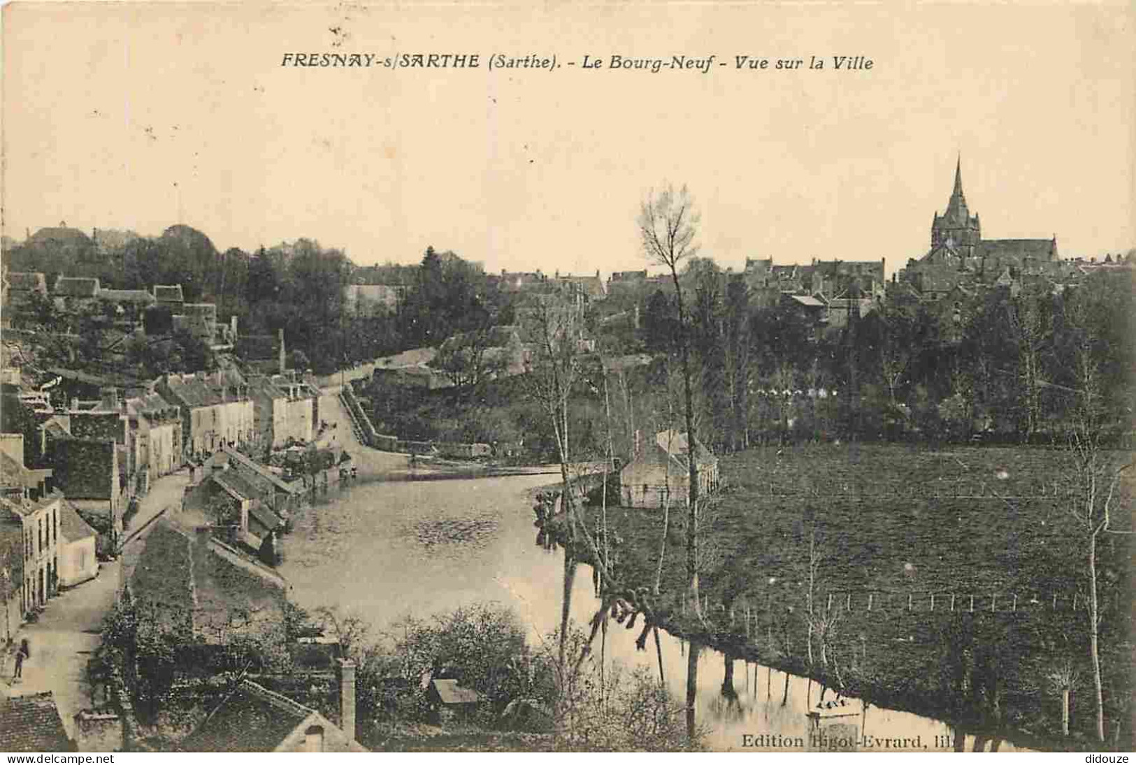 72 - Fresnay Sur Sarthe - Le Bourg-Neuf - Vue Sur La Ville - Correspondance - CPA - Oblitération Ronde De 1915 - Voir Sc - Autres & Non Classés