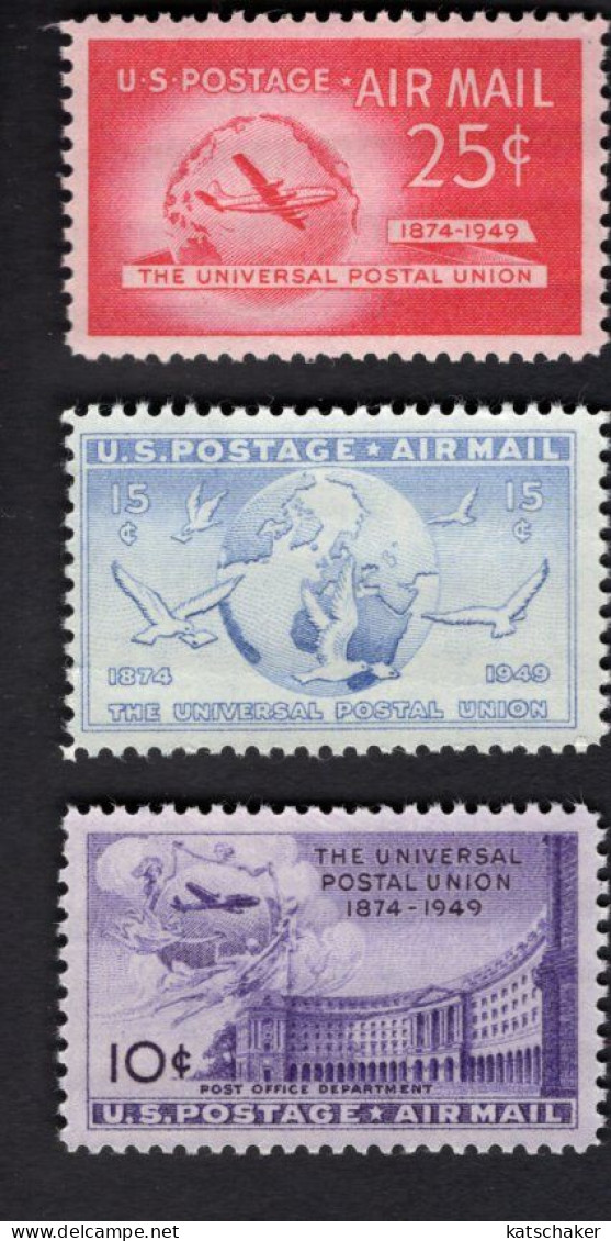 200220262 1949 SCOTT C42 - C44 (XX) POSTFRIS MINT NEVER HINGED   - U.P.U. - UNIVERSAL POSTAL UNION - 2b. 1941-1960 Ongebruikt