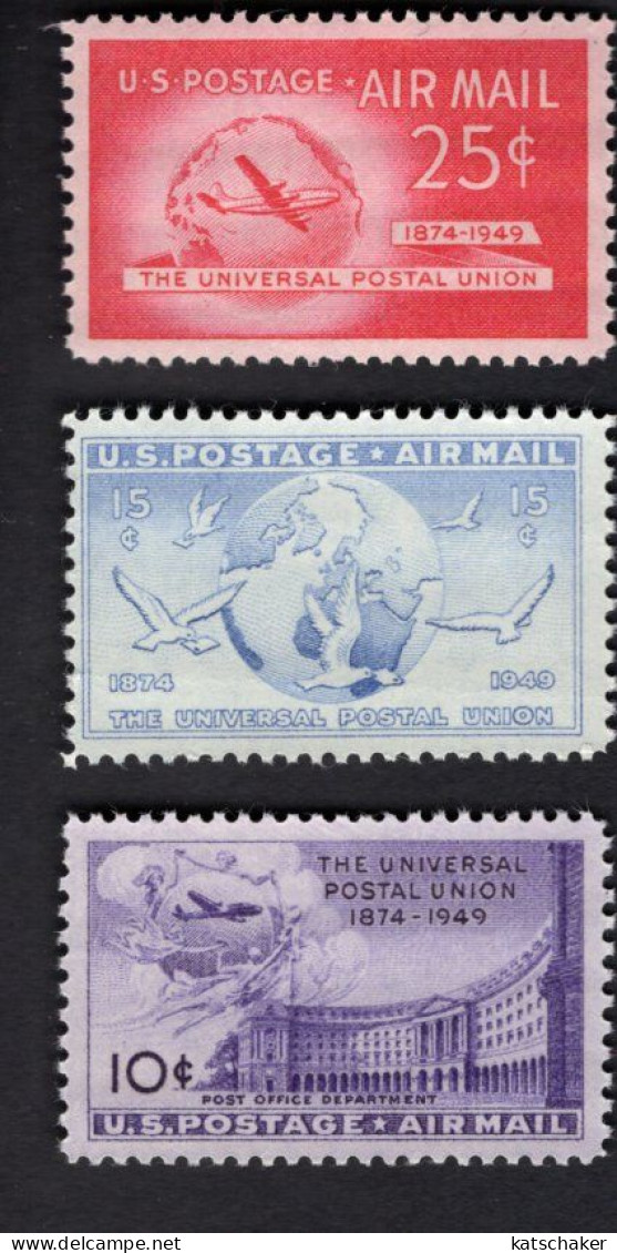 200220262 1949 SCOTT C42 - C44 (XX) POSTFRIS MINT NEVER HINGED   - U.P.U. - UNIVERSAL POSTAL UNION - 2b. 1941-1960 Unused
