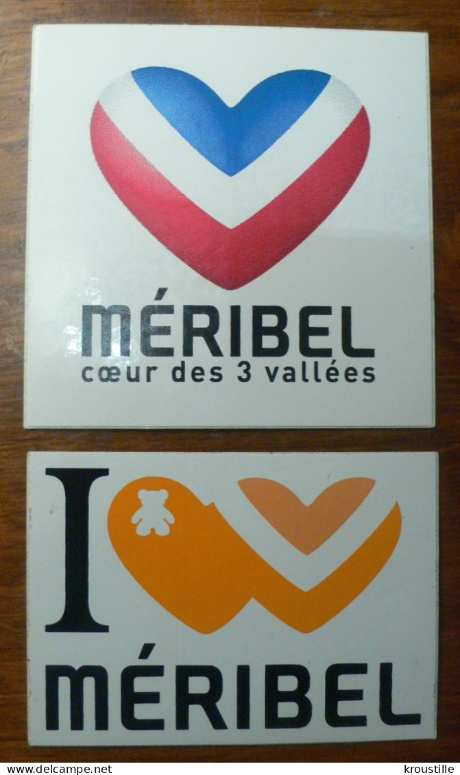 THEME SKI / STATION : LOT DE 2 AUTOCOLLANTS MERIBEL - Stickers