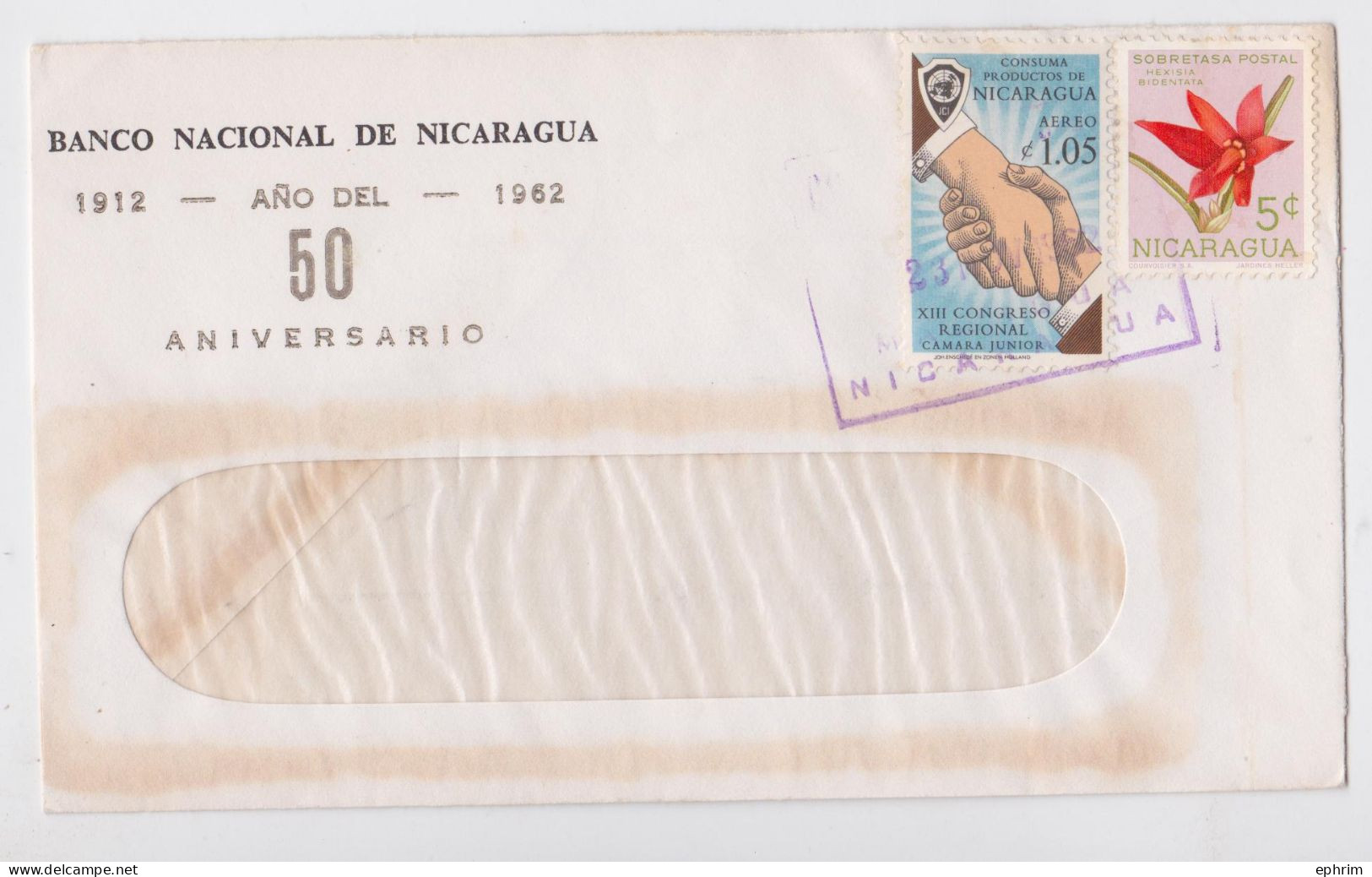 Nicaragua Lettre Timbre Stamp X2 Air Mail Cover Sello Congreso Regional Camara Junior Correo Aereo 1962 - Nicaragua