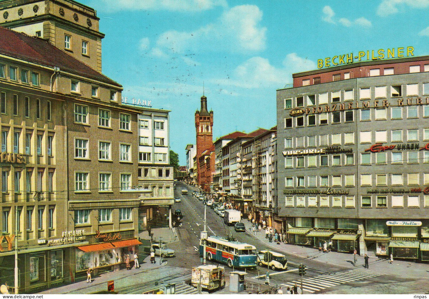 (Allemagne) PFORZHEIM Léopoldplatz Tramway Combi Vw  Oblitéré En  1943 - Pforzheim