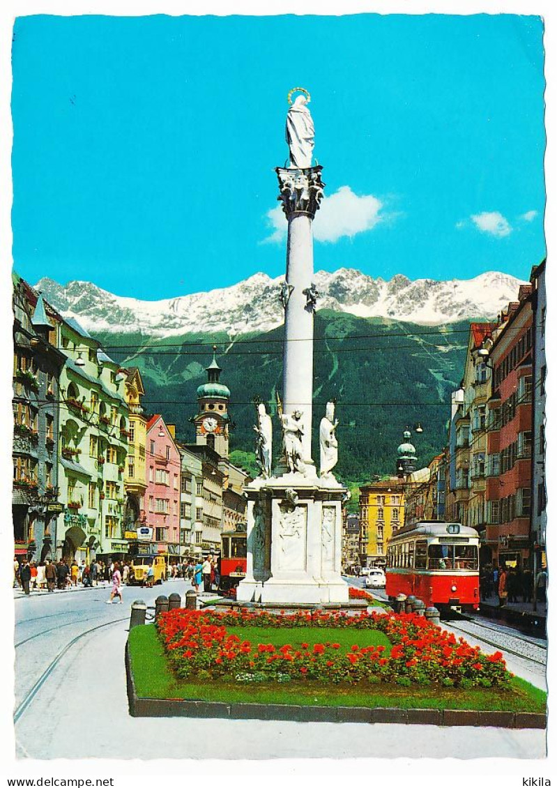 CPSM Dentelée10.5 X 15 Autriche (59) Tirol INNSBRUCK Maria Theresien-Strasse Mit Norkette   Tramway* - Innsbruck