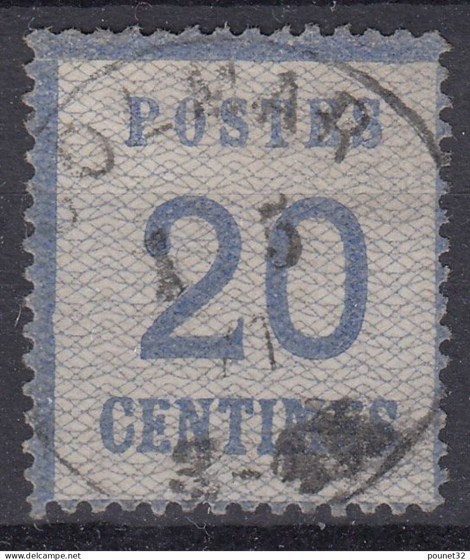 TIMBRE FRANCE ALSACE LORRAINE 20c BLEU N° 6 CACHET ALLEMAND DE COLMAR - Gebruikt