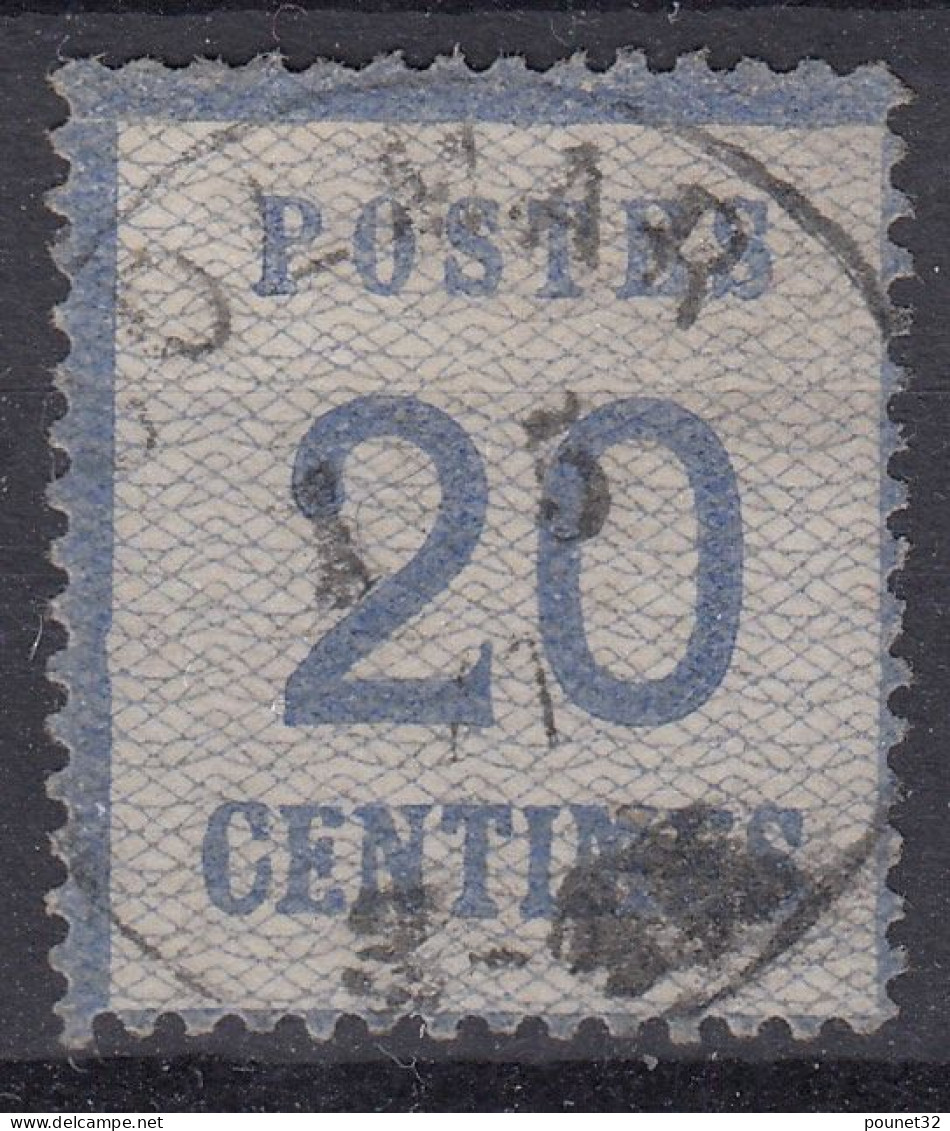TIMBRE FRANCE ALSACE LORRAINE 20c BLEU N° 6 CACHET ALLEMAND DE COLMAR - Used Stamps
