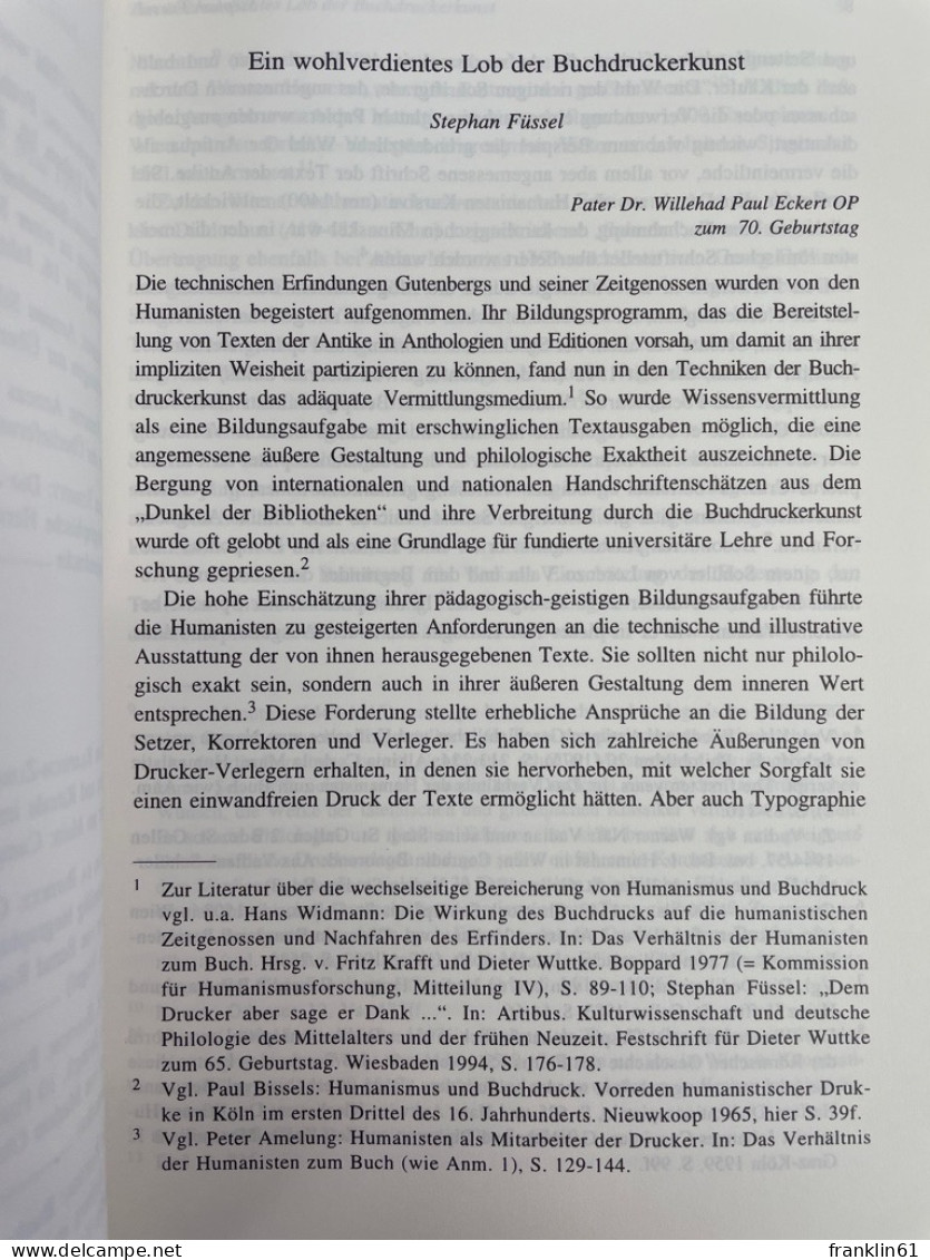 Humanismus Und Früher Buchdruck : Akten Des Interdisziplinären Symposions Vom 5. - Autres & Non Classés