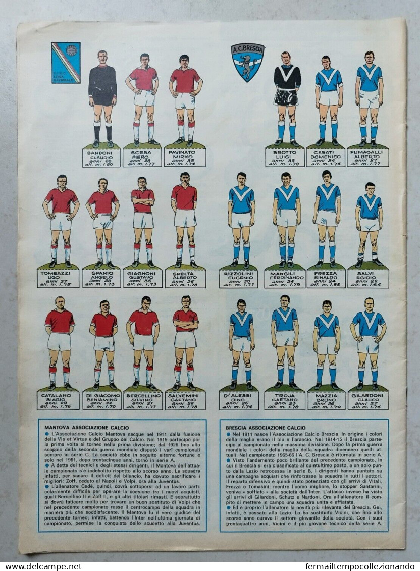 Bp1 Giornale Corriere Dei Piccolicon Figurine Calciatori Mantova E Brescia 1967 - Magazines & Catalogues