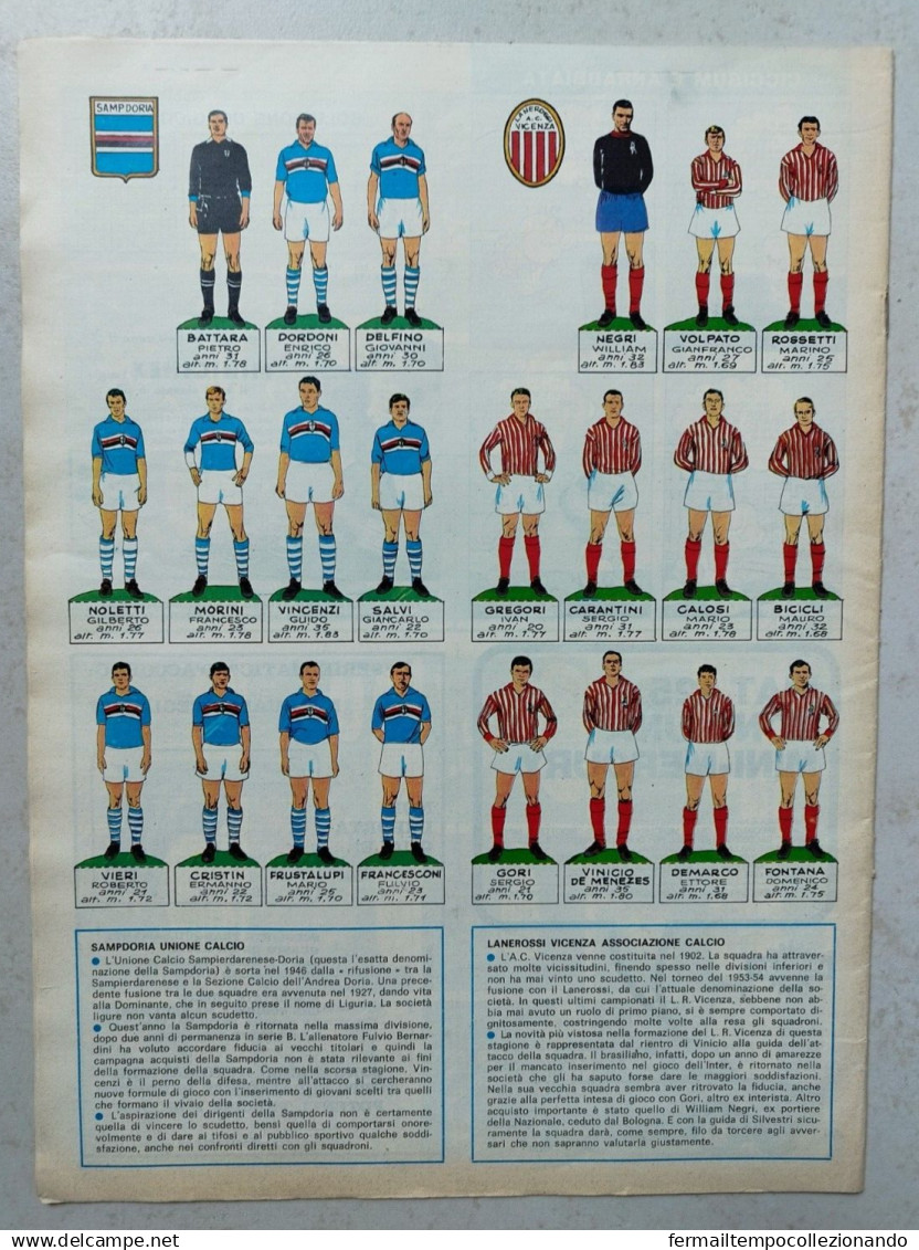 Bp2 Giornale Corriere Dei Piccolicon Figurine Calciatori Sampdoria Vicenza 1967 - Tijdschriften & Catalogi