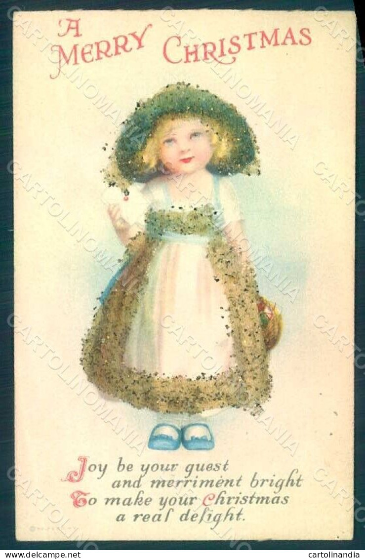 Artist Signed Clapsaddle ? Girl Christmas Greetings Relief CREASED Pc HR0600 - Autres & Non Classés