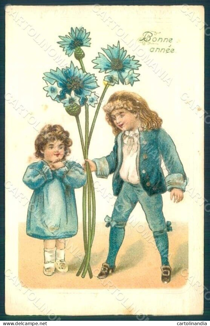 Greetings Children Child Boy Girl Cornflower S. 396 Relief Postcard HR0671 - Autres & Non Classés