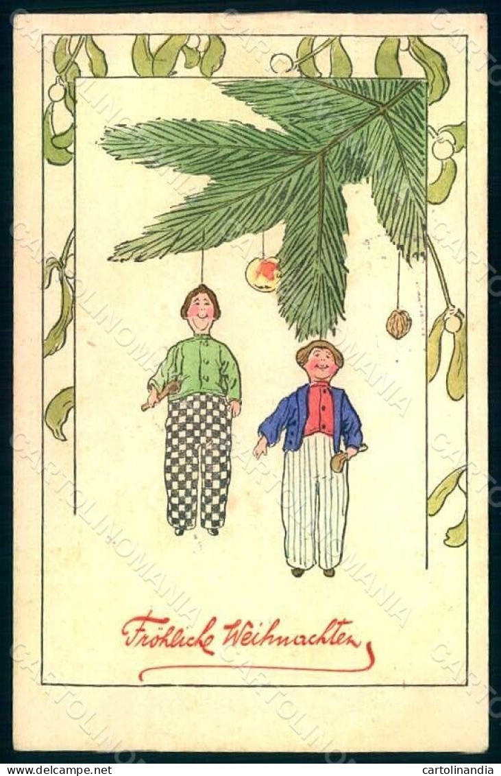 Artist Signed Christmas Tree Mistletoe Relief Serie 134 Postcard HR1816 - Autres & Non Classés