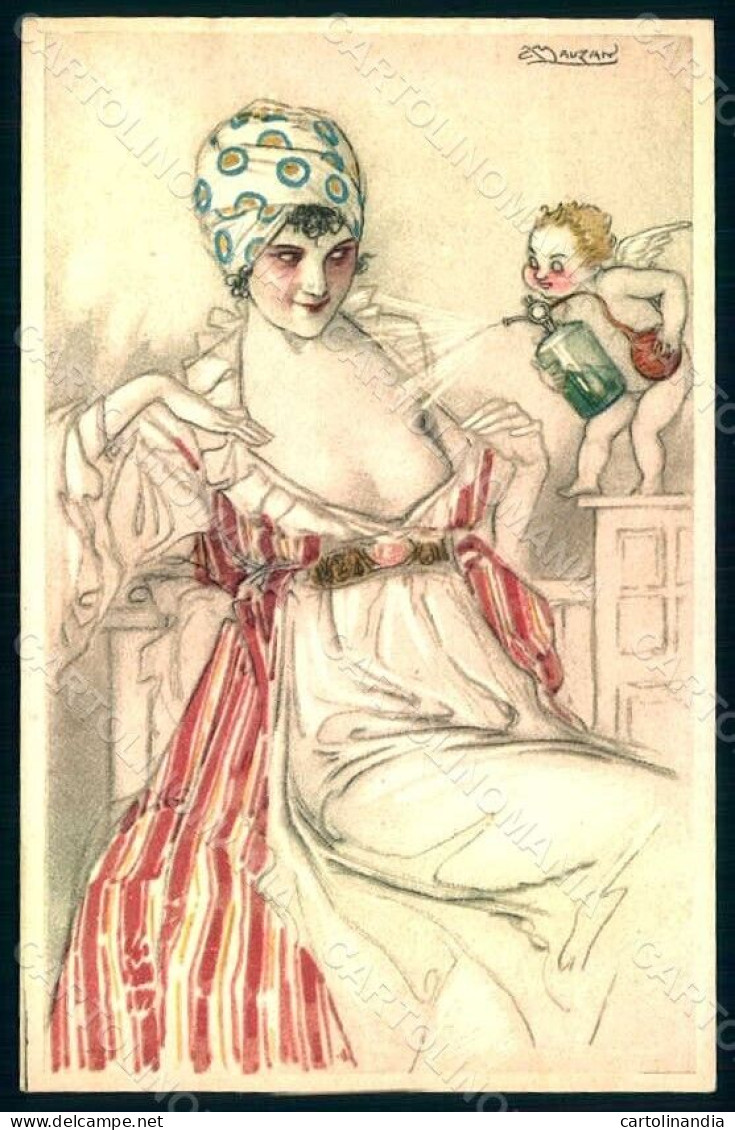 Artist Signed Mauzan Lady Cupid Perfume Serie 3-3 Postcard HR1347 - Autres & Non Classés