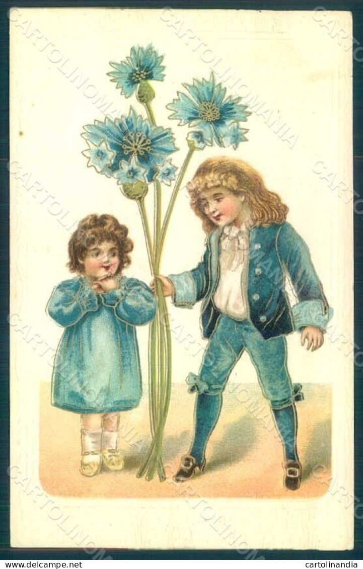 Greetings Children Boy Girl Cornflower Serie 396 Relief Postcard HR0628 - Altri & Non Classificati