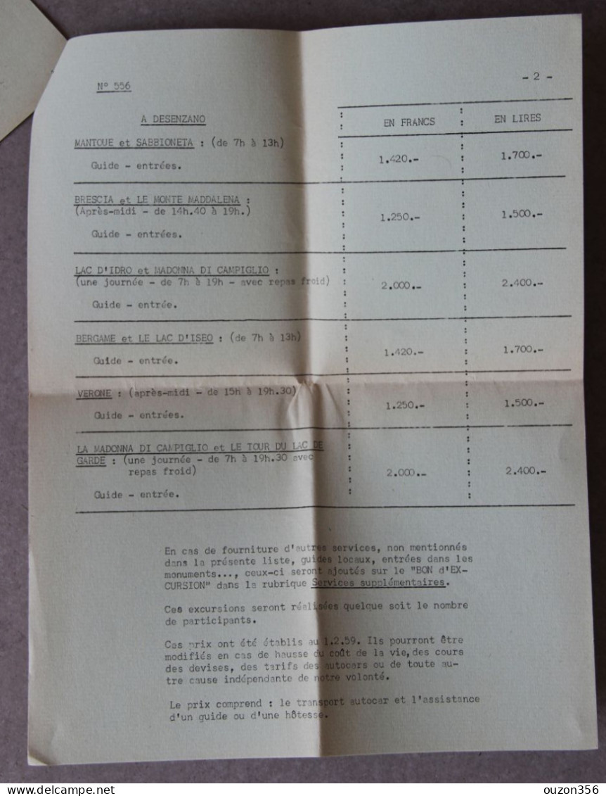 Carte De Participant Et Programme De La Générale Française De Voyages à Paris, 1959, En Italie - 1950 - ...