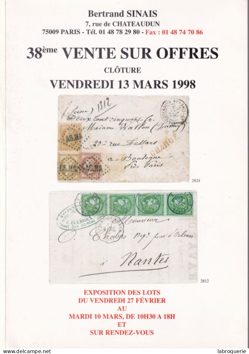 LIT - VO - SINAIS - Vente N° 38 - Carnévalé-Mauzan (Occupation Allemande) - Proust - Chantiers De Jeunesse - Bourgeois ( - Catálogos De Casas De Ventas