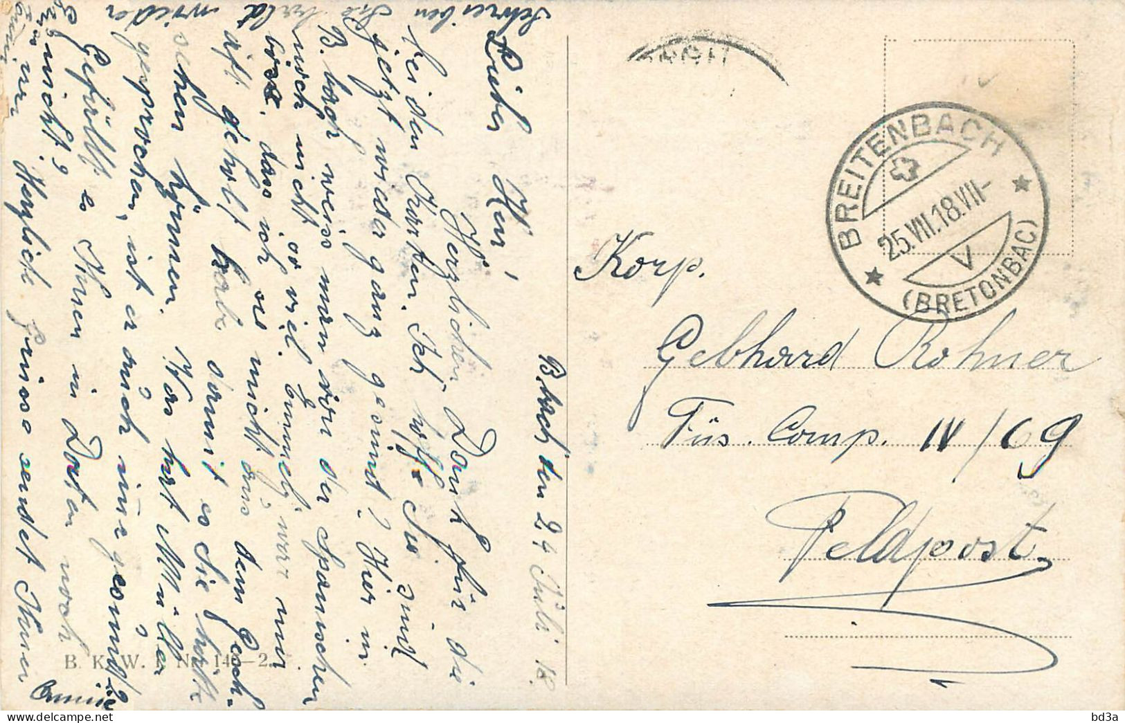 CACHET SUISSE BREITENBACH 1918 - Postmark Collection