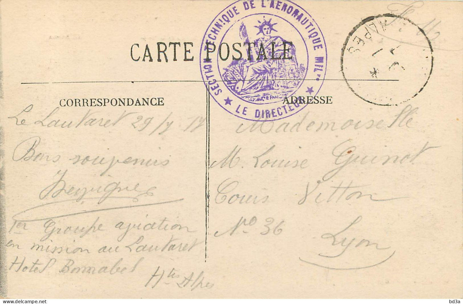 CACHET MILITAIRE SECTION TECHNIQUE DE L'AERONAUTIQUE - LE DIRECTEUR  - Military Postmarks From 1900 (out Of Wars Periods)