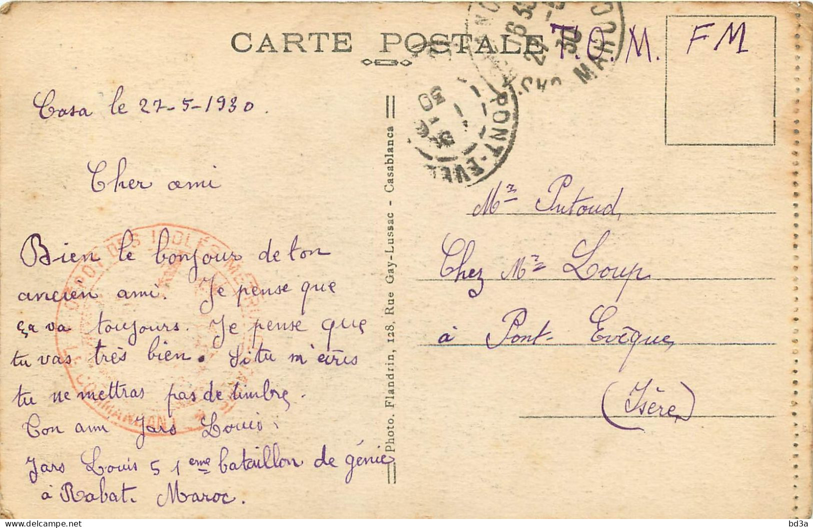 CACHET MILITAIRE DEPOT DES ISOLES  - Military Postmarks From 1900 (out Of Wars Periods)