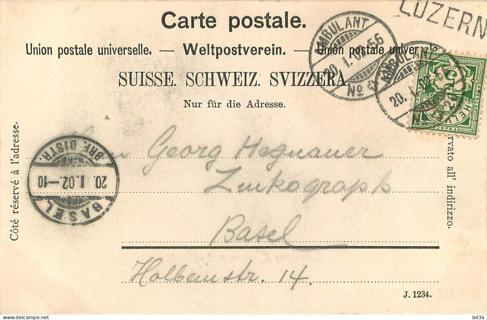 CACHET SUISSE AMBULANT N°20 1902 - Postmark Collection