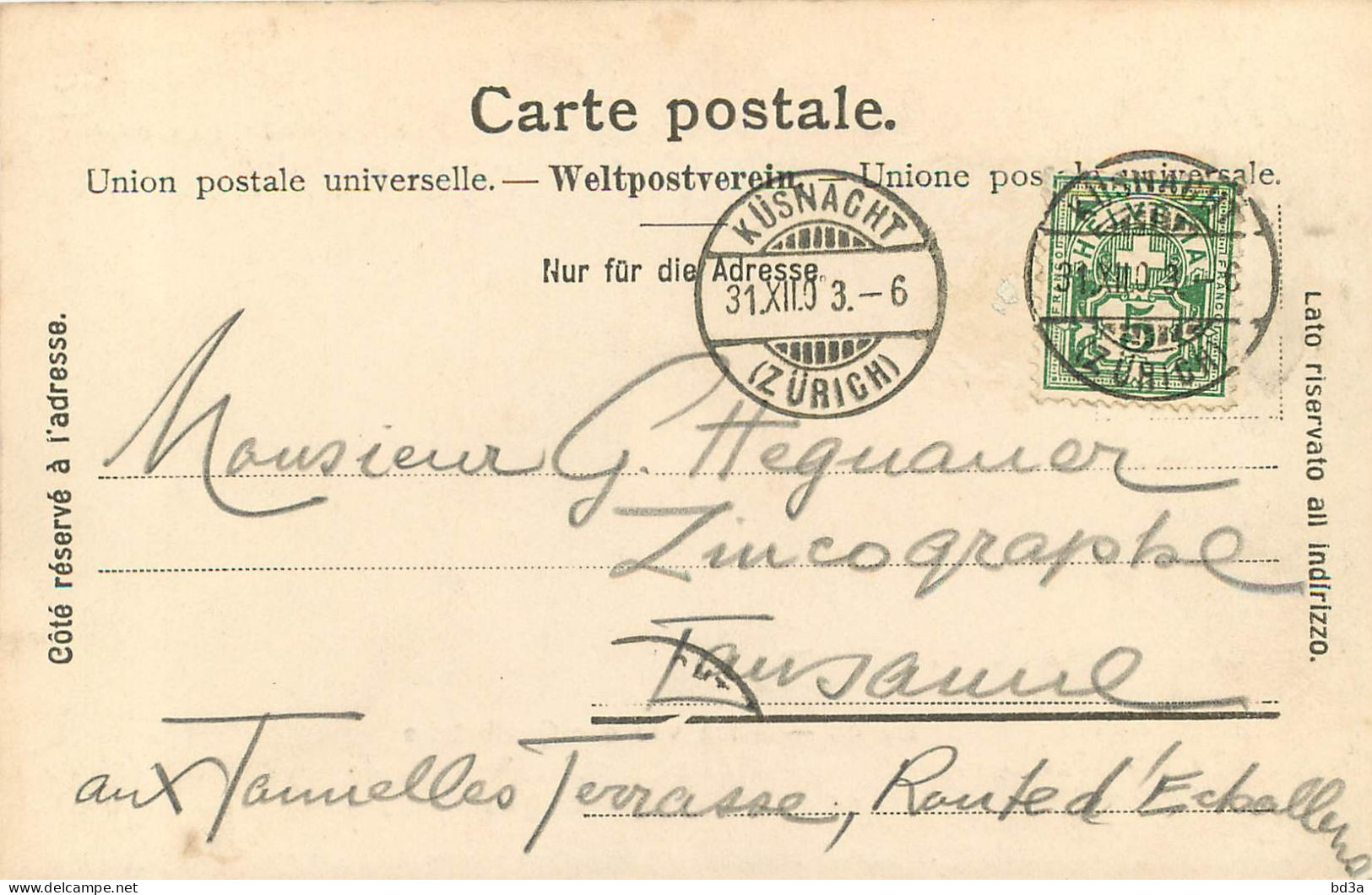 CACHET SUISSE KUSNACHT 1903 - Poststempel