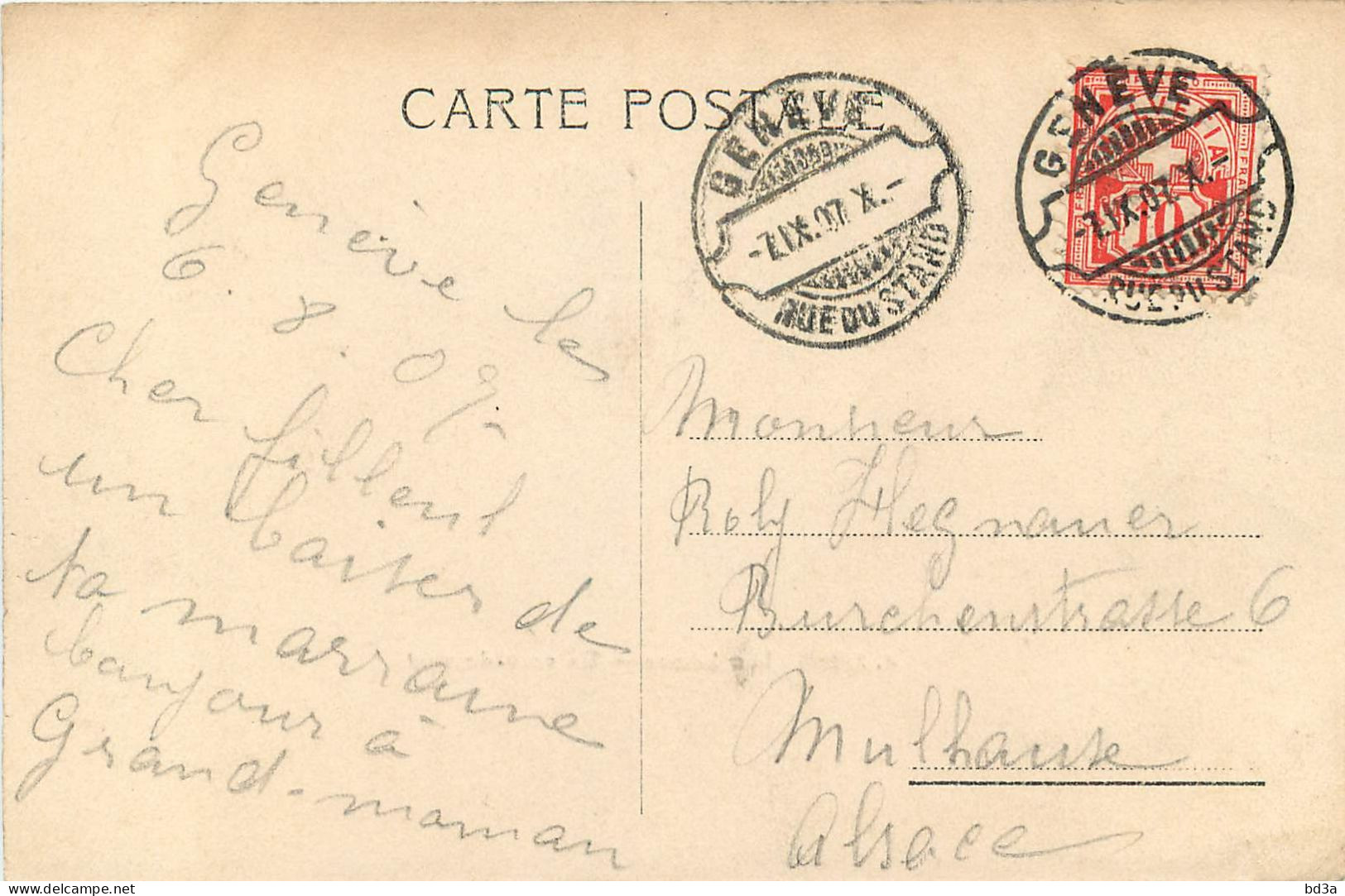 CACHET SUISSE GENEVE RUE DU STAND - Marcophilie