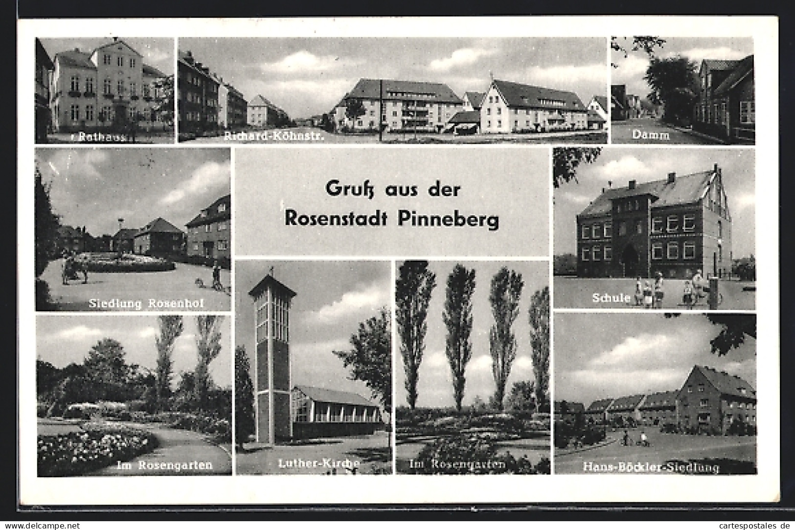 AK Pinneberg, Richard-Köhnstrasse, Hans-Böckler-Siedlung, Luther-Kirche, Damm  - Pinneberg