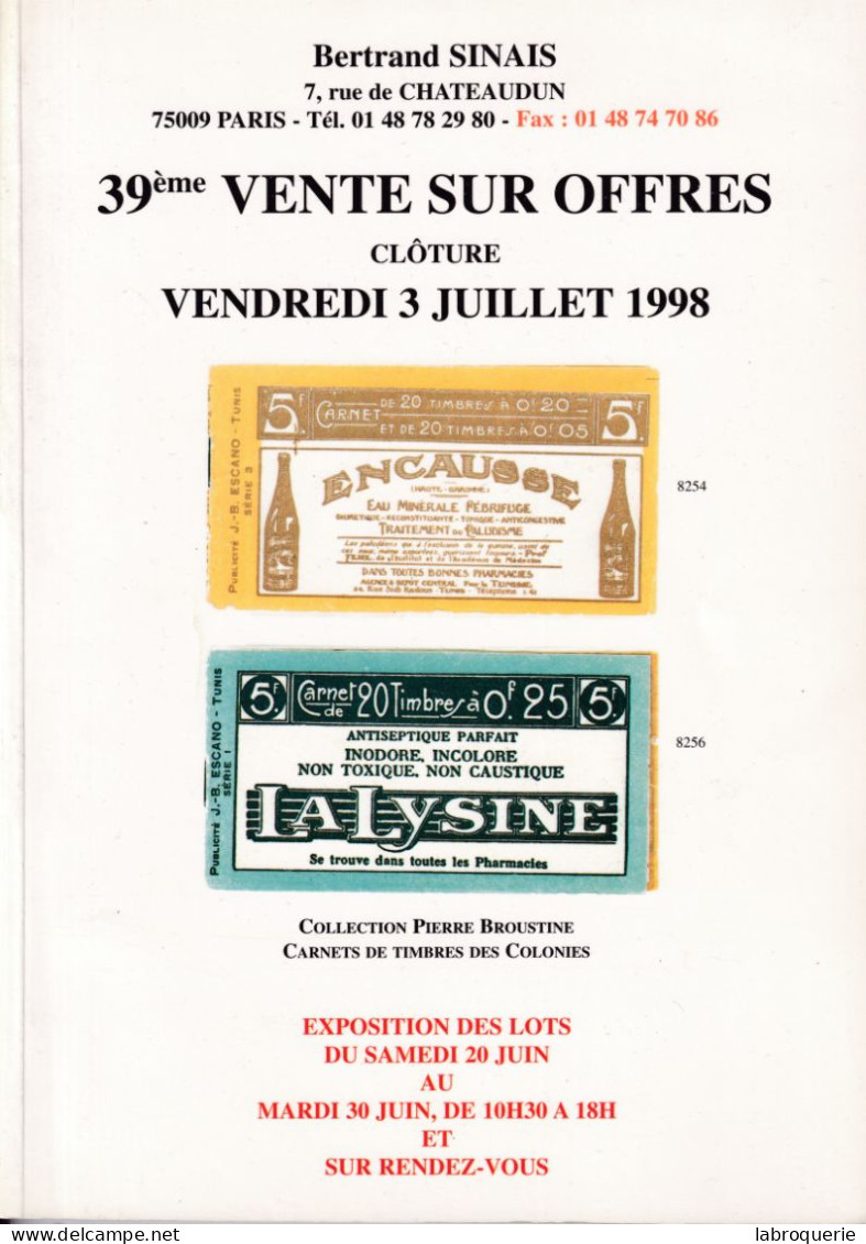 LIT - VO - SINAIS - Vente N° 39 - Carnévalé-Mauzan (Camps Internés Civils) - Broustine - Catalogues De Maisons De Vente