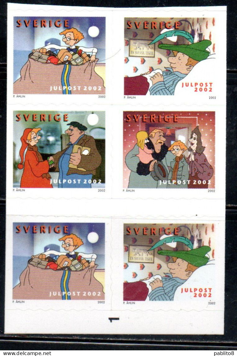 SWEDEN SVERIGE SVEZIA SUEDE 2002 CHRISTMAS NATALE NOEL WEIHNACHTEN NAVIDAD BLOCK FROM BOOKLET MNH - Unused Stamps