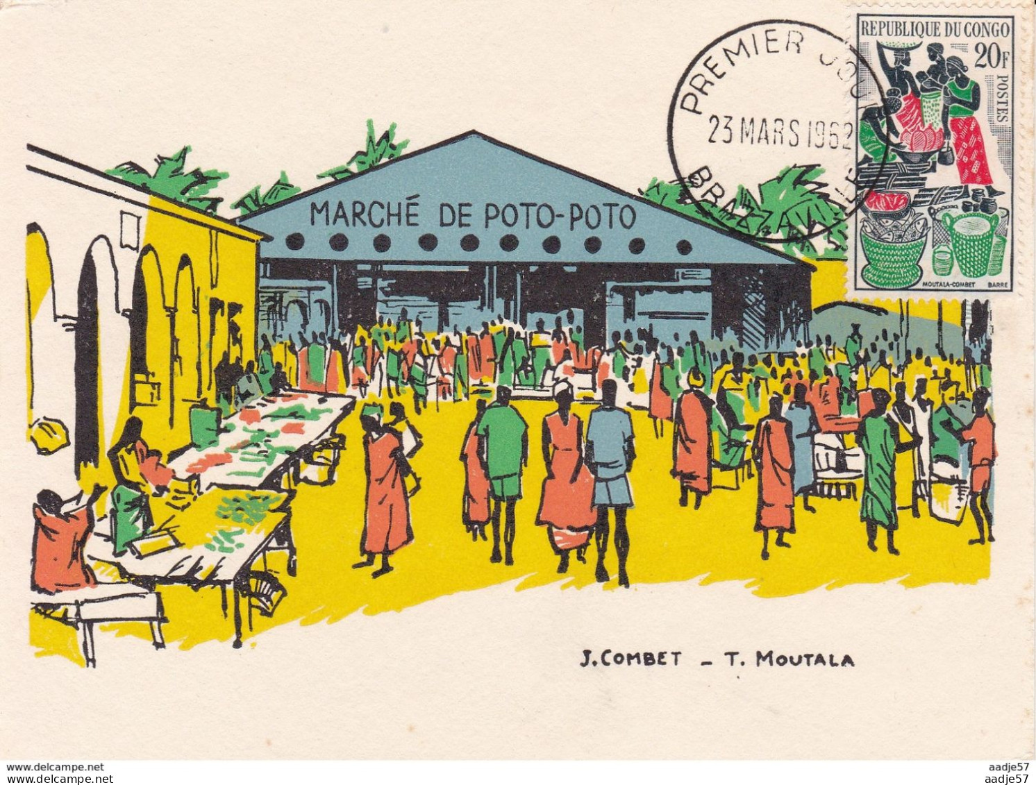 Congo Brazzaville Carte 1er Jour Marché De Poto-Poto 1962 Maximum Card - Autres & Non Classés